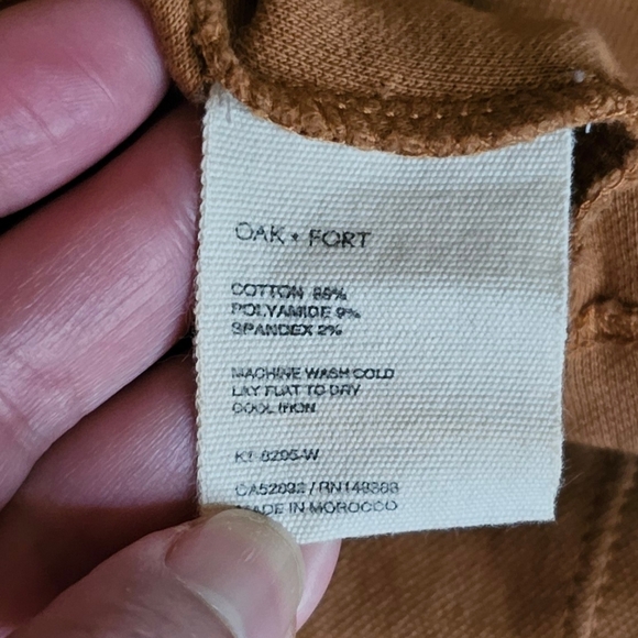 Oak + Fort Terracotta Tan Cotton Crop Top Square Neck Puff Half Sleeve size L - Picture 6 of 8